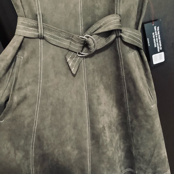 NWT SugarLips Olive Faux Suede Dress - Picture 12 of 12